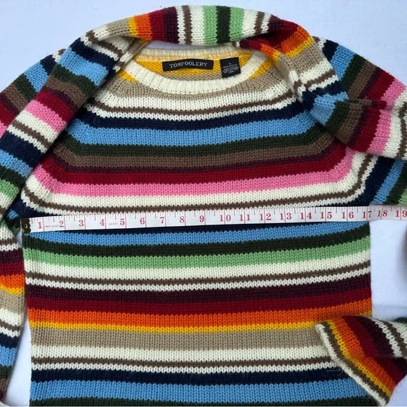 Tomfoolery Women's Colorful Striped Crew Neck Sweater with Matching Scarf - Picture 4 of 8